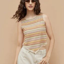 Ginger Beige Regular Fit Printed Top-24