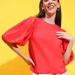 Oxolloxo Red Cotton Regular Fit Top-19
