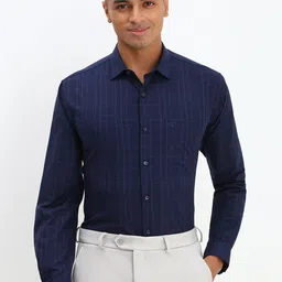 Allen Solly Men Spread Collar Tartan Checked Cotton Slim Fit Formal Shirt-picture-45
