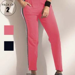 Lyra Pink & Navy Cotton Sports Track Pants - Pack Of 2-picture-45