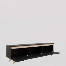 SPYDER CRAFT D3 Engineered Wood TV Entertainment Unit (Black & Oak) image 4