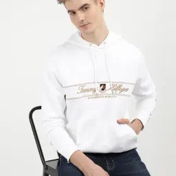 Tommy Hilfiger Optic White Th Cotton Regular Fit Graphic Hooded Sweatshirt-picture-13
