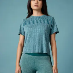 Feier Dark Turquoise Stripes Boxy T-Shirt-picture-47