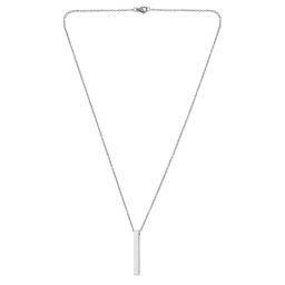 Peora Silver Plated Fancy 3D Cuboid Vertical Bar & Stick Pendant with Chain image 3