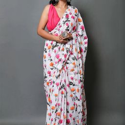 Moda Rapido Colourblocked Pure Cotton Designer Block Print Saree-picture-28