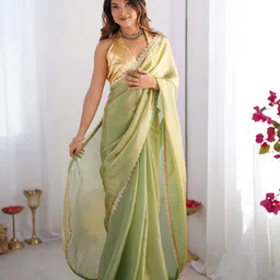 Kalista Solid Sequinned Pastel Saree-37