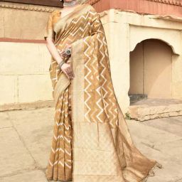 Elora Yellow Linen Woven Saree With Unstitched Blouse-image-58