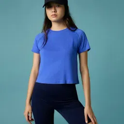 Feier Blue Regular Fit Crop T-Shirt-image-84