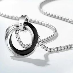 Peora Silver Plated Fancy Ring Style Pendant with Chain-14