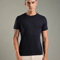 TOMMY HILFIGER Navy Cotton Regular Fit Logo T-Shirt-picture-18