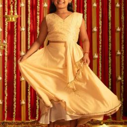 VASTRAMAY Girls Peach Embroidery Lehenga Cholis-image-62