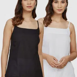 Fabindia White & Black Cotton Camisole - Pack Of 2-picture-48