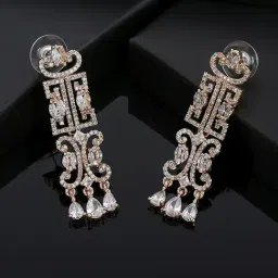 Estele Rose Gold-Plated CZ Ravishing Dangler Earrings-72