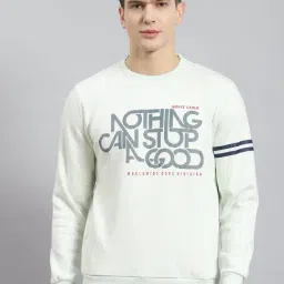 Monte Carlo Ecru Green Regular Fit Printed Sweatshirt-picture-3
