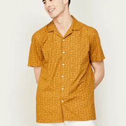 Melange by Lifestyle Mustard Regular Fit Printed Shirt-picture-49