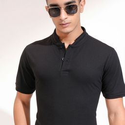 HIGHLANDER Men Mandarin Collar Slim Fit T-shirt-image-126