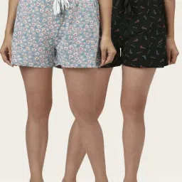 Dreamz by Pantaloons Grey Black Cotton Floral Print Shorts-image-14