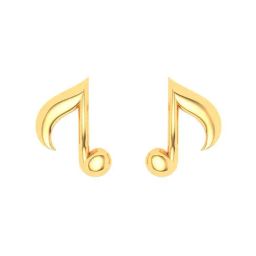 P.C. Chandra Jewellers 18k Gold Solid Musical Note Stud Earrings-image-81