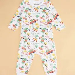 Pantaloons Baby White Printed Full Sleeves T-Shirt with Pants-picture-12