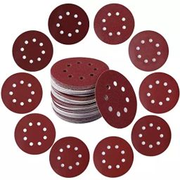Sarrah 5 inch (125 mm), Grit Size 40, 60, 80, 120 & 150 ‎Aluminium Oxide Adhesive Sanding Disc with 8 Holes for Orbital Sander (Pack of 20 Pcs)-image-47