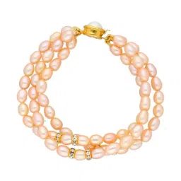 Sri Jagdamba Pearls Peach & Clear Alloy Classic Bracelet-16