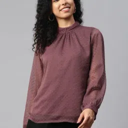 Melon by PlusS Purple Self Pattern Top-image-62