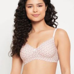 Clovia Pink Cotton Printed Full Coverage Non-Wired T-Shirt Bra-44