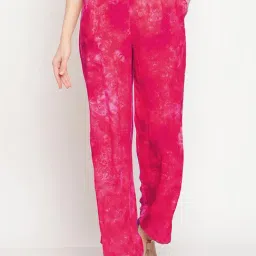 Erotissch Fuchsia Cotton Cotton Tie & Dye Beachwear Trousers-image-58