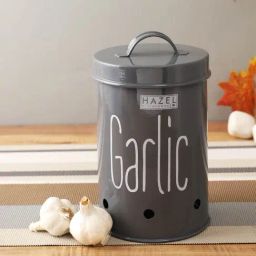 HAZEL Grey Galvanized Metal Garlic Storage Container (0.75L)-20