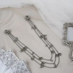 Teejh Nazaha Silver Oxidized Ghungroo Necklace & Earring Set-42