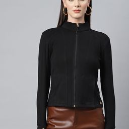 Nayam By Lakshita Fleece Stand Collar Sporty Jacket-image-81