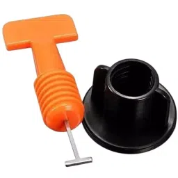 TileMaster 50 Pcs Reusable Adjustable Tile Leveling System Kit with 1 Special Wrench Non-Magnetic Durable Plastic Black & Orange 7 cm Length, TM-178 image 4