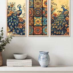 Kotart Brown & Blue 3 Pieces Birds and AnimalsWooden Wall Paintings-image-17