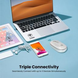 Portronics Toad II Bluetooth Mouse, with Bluetooth 5.0 & 2.4 Ghz Dual Wireless Connectivity, Rechargeable Battery, Adjustable DPI up to 1600 Compatible with Laptop, MacBook, PC (Grey) image 3