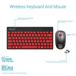 Portronics Key2 Combo Wireless Keyboard and Mouse Set, with 2.4 GHz USB Receiver, Silent Keystrokes, 1200 DPI Optical Tracking, Compact Design, Multimedia Keys for PC, Laptop(Black) image 2