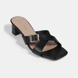 LEMON & PEPPER PU Block Sandals with Buckles-3
