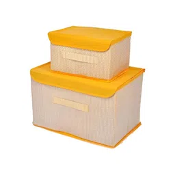 Aura Yellow & Off-White 2 Pieces Multi-Utility Organisers-17