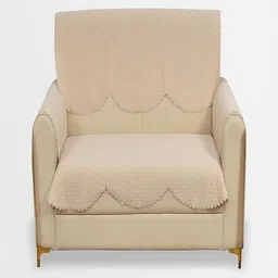 Fashion Throw Beige Checked Velvet 4 Piece Sofa Cover With Arms-image-44