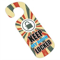 CVANU Yellow & Green Keep My Room Locked Painted Wooden Sign Hanger-picture-35