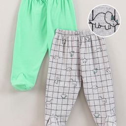 Ben Benny Cotton Bootie Leggings Solid & Dino Printed Pack of 2 - Green Grey-image-92