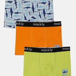Mackly Set Of 3 Sharks Printed Boxer Briefs - Grey & Orange-image-84