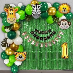 Bubble Trouble Jungle Theme Birthday Decoration Items Kit Combo - Pack of 78-image-23