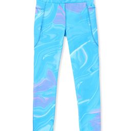 Pine Active Knit Full Length Super Stretch Leggings With Abstract Print - Blue-picture-15