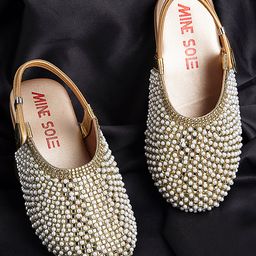 Mine Sole Pearl Detailed Half Cut Sandals - Gold-image-96