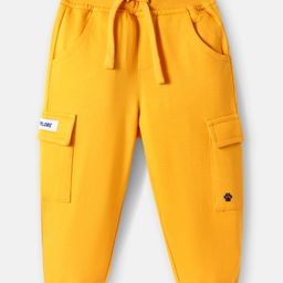 Babyhug Cotton Looper Full Length Lounge Pant with Pockets & Patch Detailing - Yellow-image-48
