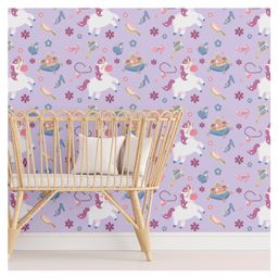 Aroha House Sweet Dressed-Up Unicorn Lavender Peel and Stick Kids WallpaperMagical Nursery Décor for Nurseries and Bedrooms-picture-24