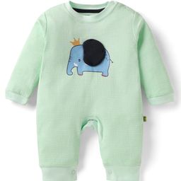 Mini Taurus Interlock Knit Full Sleeves Romper with Checks & Elephant Applique - Mint-picture-45