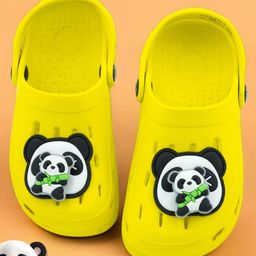 Yellow Bee Perforated Clogs With Aeroplane Rotating Charms - Yellow-picture-49