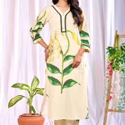 MissKurti Digital Printed Pure Cotton wWth Lace Detail Top With Trousers Co-Ords-picture-20