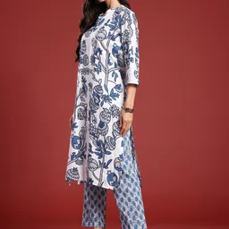 Anouk Floral Printed Kurta with Trousers & With Dupatta image 5